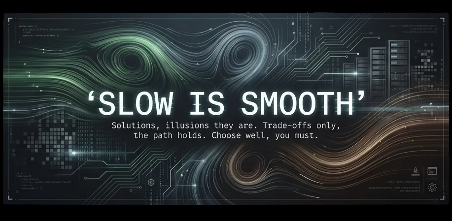 Slow is smooth — solutions, illusions they are. Trade-offs only.